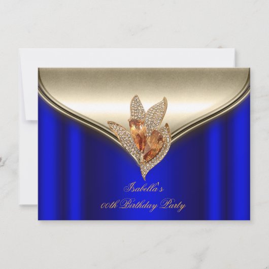 Elegantes Royal Blue Bronze Brown Gold Party Einladung (Vorderseite)