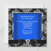 Elegantes Royal Blue Damask Silver Black Party Einladung (Rückseite)