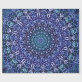 Elegantes Royal Blue Floral Damask Muster Geschenkpapier (Flach)