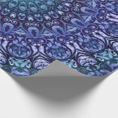 Elegantes Royal Blue Floral Damask Muster Geschenkpapier (Ecke)