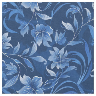 Elegantes Royal Blue Floral Design Stoff