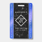 Elegantes Royal Blue Foil Black Marble VIP Event Ausweis (Back)