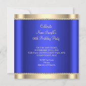 Elegantes Royal Blue Gold Cream Chandelier Party Einladung (Rückseite)