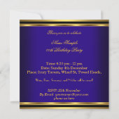 Elegantes Royal Blue Gold Damask Pearl Party Einladung (Rückseite)