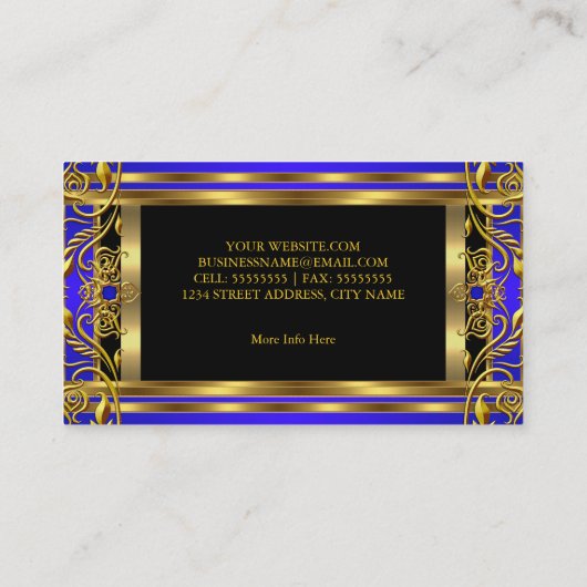 Elegantes Royal Blue Gold Visitenkarte (Rückseite)