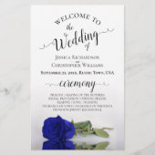 Elegantes Royal Blue Rose Budget Hochzeitsprogramm (Vorderseite)