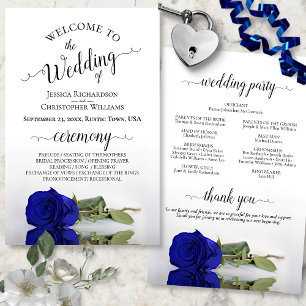Elegantes Royal Blue Rose Budget Hochzeitsprogramm