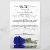 Elegantes Royal Blue Rose Budget Wedding Menu (Vorderseite)