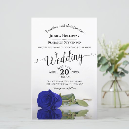 Elegantes Royal Blue Rose HAUSHALT für Hochzeiten (Stehend Vorderseite)