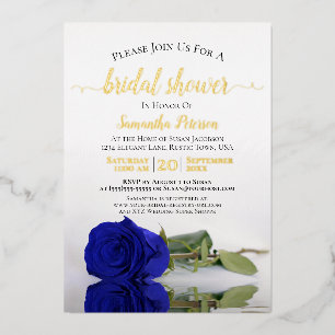 Elegantes Royal Blue Rose & Silver Brautparty Folieneinladung
