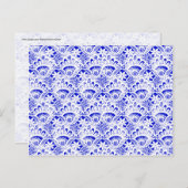 Elegantes Royal Blue White Lace Damask Muster Postkarte (Vorne/Hinten)