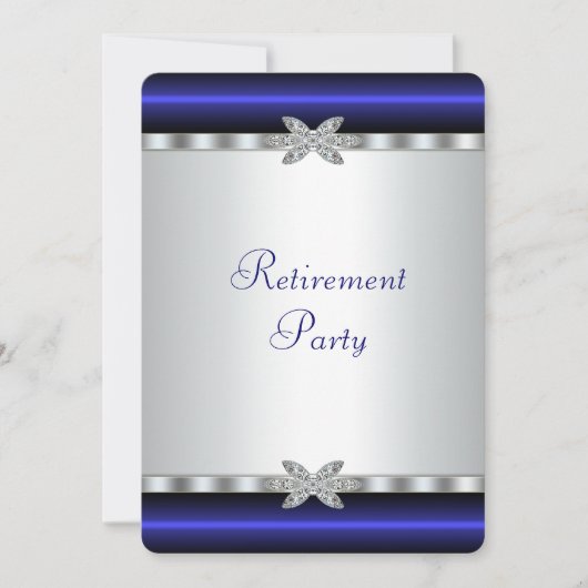 Elegantes Royal Blue Womans Retirement Party Einladung (Vorderseite)