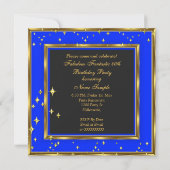 Elegantes Royal Cobalt Blue Gold Foto Geburtstag Einladung (Rückseite)