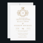 Elegantes Royal Gold Monogram Wappen Wedding Einladung<br><div class="desc">Set den Ton für Ihren Hochzeitstag mit unserem eleganten Royal Gold Monogram Wappen Custom Wedding Invitation, einer luxuriösen Mischung aus Eleganz und Personalisierung. Diese Einladung ist die perfekte Einführung in Ihre Feier und spiegelt Ihren einzigartigen Stil und die Erhabenheit Ihres besonderen Tages wider. Luxuriöses Design Das Wappen mit dem Gold...</div>