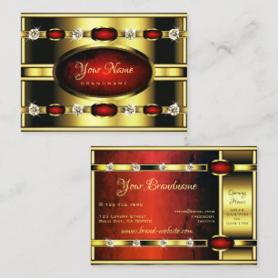 Elegantes Royal Gold und Roter Marmor mit Diamante Visitenkarte