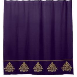 Elegantes Royal Lila mit Gold Damask Duschvorhang