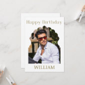 Elegantes Royal Minimalistisch Modern Foto Geburts Karte (Vorderseite/Rückseite Beispiel)