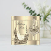 Elegantes Royal Sepia Gold Cream Chandelier Party Einladung (Stehend Vorderseite)