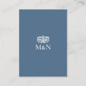 Elegantes RSVP Hochzeitsmonogramm QR Code Blau Wei Begleitkarte (Rückseite)