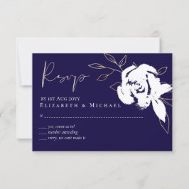 Elegantes RSVP-Menü für blaue Goldmedaillen RSVP Karte