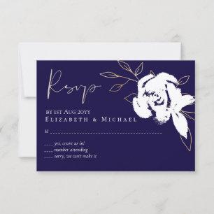 Elegantes RSVP-Menü für blaue Goldmedaillen RSVP Karte