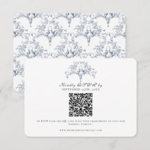 Elegantes RSVP Navy Blau und Weiße Französische To Karte