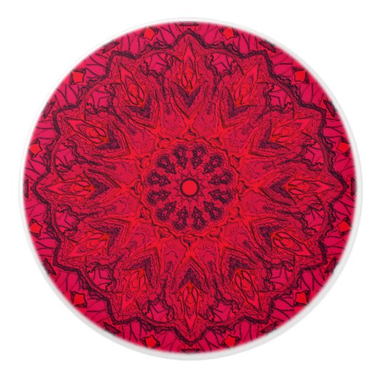 Elegantes Ruby Red Intricate Imitate Glass Keramikknauf (Vorderseite)