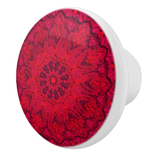 Elegantes Ruby Red Intricate Imitate Glass Keramikknauf (Rechts)
