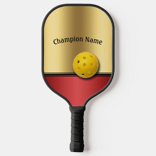 Elegantes Ruby und Gold Design personalisieren Pickleball Schläger (Rückseite)