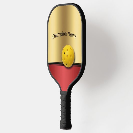Elegantes Ruby und Gold Design personalisieren Pickleball Schläger (Links)