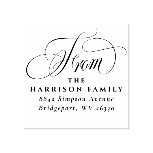 Elegantes Rücksendeadresse-Skript aus Gummistempel (Prägung)