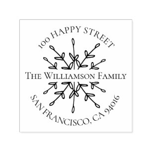 Elegantes Rücksendeadresslabel mit Blätter für Zwe Permastempel