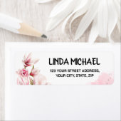 Elegantes Rücksendeadresslabel mit Blume (Insitu)