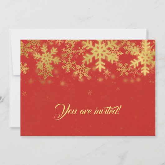 Elegantes Ruhestand Party Goldmedaille Schneeflock Einladung (Rückseite)