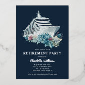 Elegantes Ruhestand Party Kreuzfahrtschiff Silver Folieneinladung (Vorderseite)