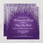 Elegantes Ruhestand Party Night Dazzle Lila Einladung (Vorne/Hinten)