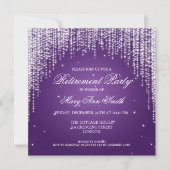 Elegantes Ruhestand Party Night Dazzle Lila Einladung (Vorderseite)