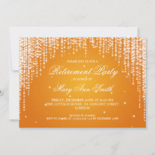 Elegantes Ruhestand Party Night Dazzle Orange Einladung