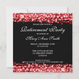 Elegantes Ruhestand Party Rote Glitzern Einladung