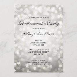 Elegantes Ruhestand Party Silver Glitzer Lights Einladung