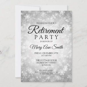 Elegantes Ruhestand Party Silver Winter Wonderland Einladung