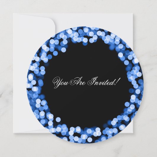Elegantes Ruhestands-Party-blaue funkelnd Lichter Einladung (Rückseite)