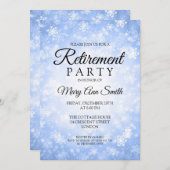 Elegantes Ruhestands-Party-blaues Einladung (Vorne/Hinten)