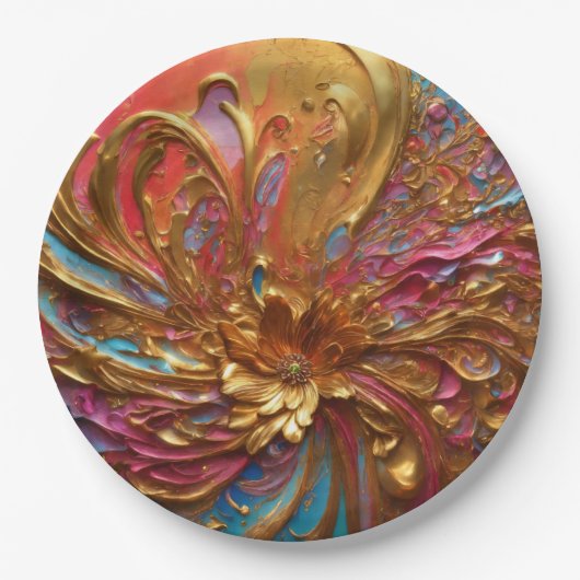 Elegantes Rundpapierdesign Pappteller (Vorderseite)