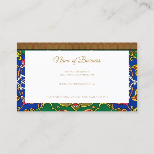 Elegantes russisches Zierdesign mit Goldschrift Visitenkarte (Rückseite)