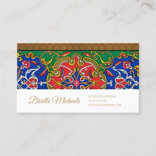 Elegantes russisches Zierdesign mit Goldschrift Visitenkarte (Vorderseite)