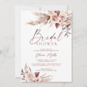 Elegantes Rust Champagne Pampas Boho Brautparty Einladung (Vorderseite)