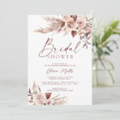 Elegantes Rust Champagne Pampas Boho Brautparty Einladung (Stehend Vorderseite)