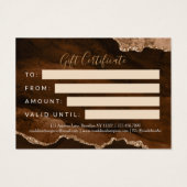 Elegantes Rust Gold Agate Geschenkgutschein (Rückseite)
