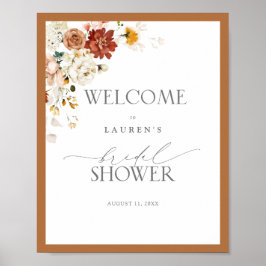 Elegantes Rust Orange Brautparty Willkommen Poster